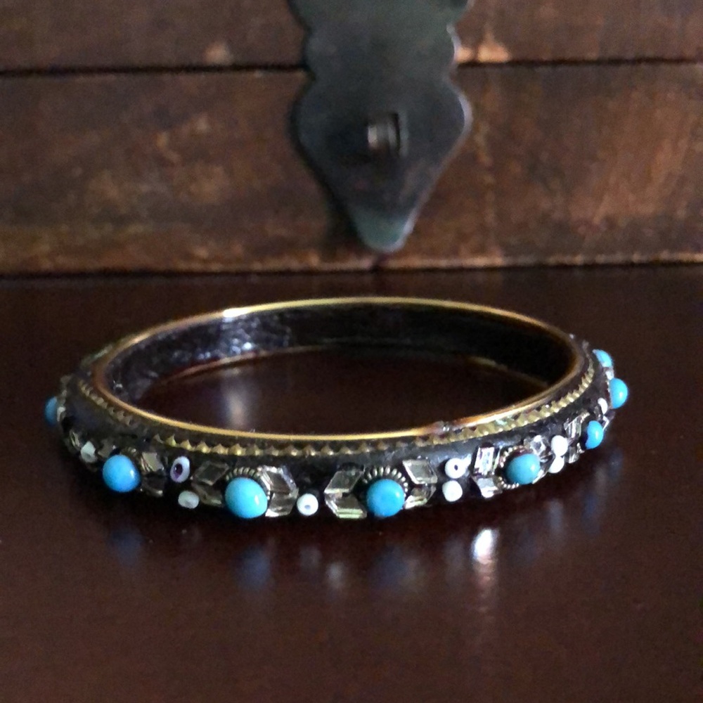 Vintage Estate Gold Turquoise Fashion Bangle